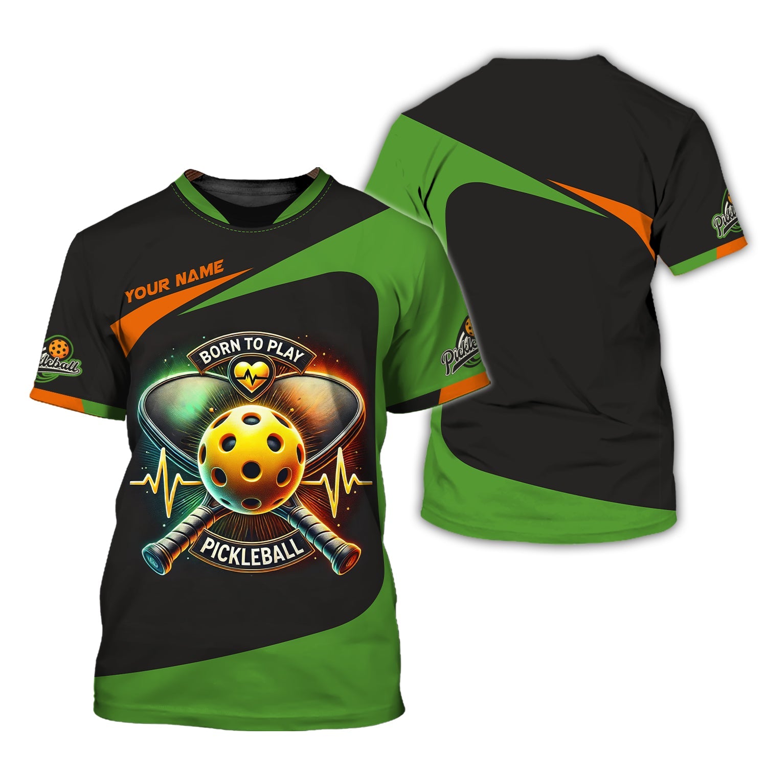Born To Play Pickleball 3D T-Shirts Heartbeat, Pickleball Polo Shirt, Gift For Pickleball Player