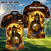 BlueJose Midnight Moon Grim Reaper Golf Polo Shirt, Customized Name & Team Name 3D Shirts (4 Colors)