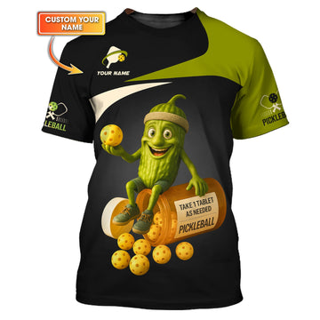Pickleball Pickle Funny Custom T Shirt, Happy Pills Pickle ball, Pickleball Polo Shirts