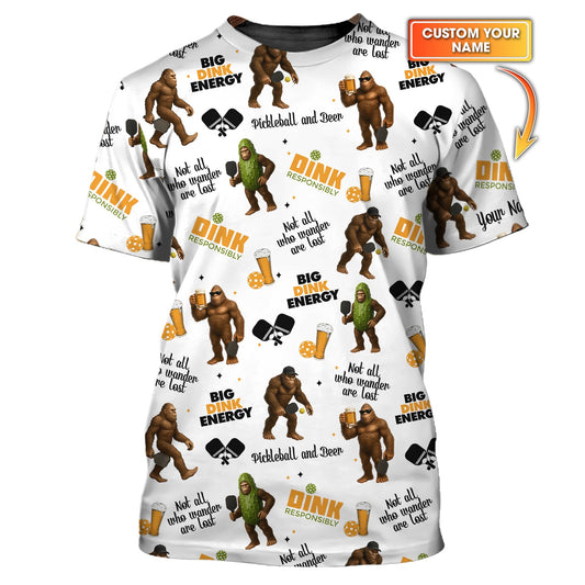 Bigfoot and Beer Pickleball Shirt – Funny Custom Men's Tee – Big Dink Energy Design