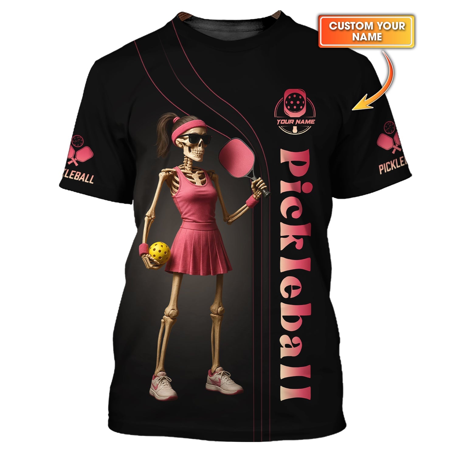 Custom Pickleball Shirt, Skeleton Pickleball Outfits Women, Funny Pickle Ball, Pickleball Team Polo, Gifts For Pickleball Players