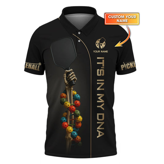 Custom Pickleball DNA Polo, Skull Funny Pickle ball Shirt for Men, Pickleball Gift for Players