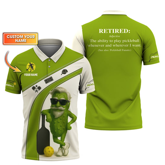 Custom Name Shirt For Retired Pickleball Players, Funny Pickleball Polos, Men's Pickleball Shirts, Gift For Pickleball Lover