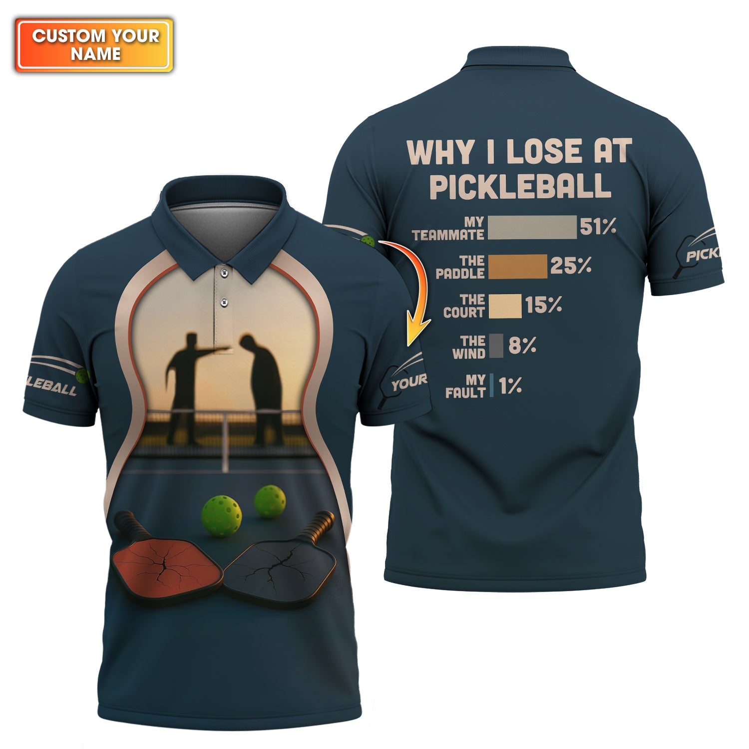 Why I Lose At Pickleball Shirt,  Funny Custom Name Polos For Pickleball Players