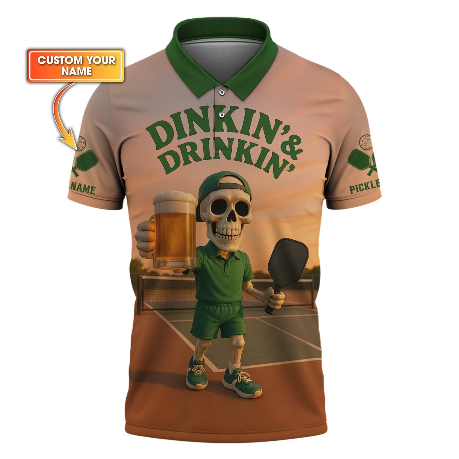 Custom Pickleball and Beer Shirt, Skull Funny Pickle ball Shirt for Men, Pickleball Gift for Players