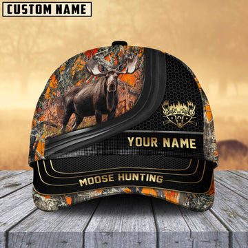BlueJose Camouflage Moose Hunting Hexagon Pattern Personalized Name Cap (4 Colors)