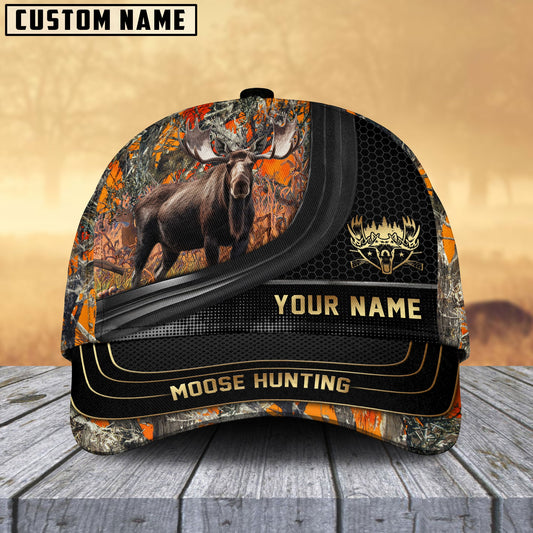 BlueJose Camouflage Moose Hunting Hexagon Pattern Personalized Name Cap (4 Colors)