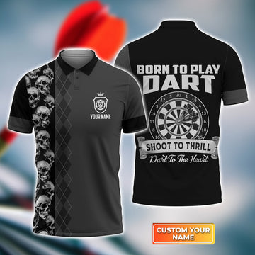 BlueJose Born to Play Dart Shoot to Thrill Personalized Name 3D Shirt