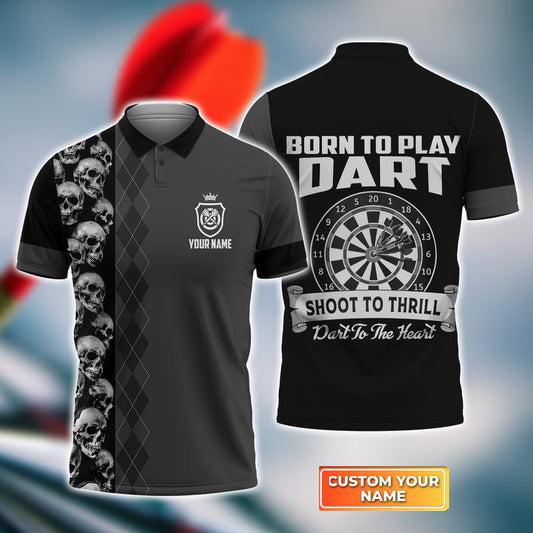 BlueJose Born to Play Dart Shoot to Thrill Personalized Name 3D Shirt