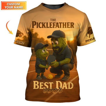 Custom Sunset Pickleball Dad Shirt – The Picklefather Quote, Best Gift for Father and Son