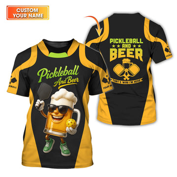 Pickleball And Beer Funny Pickleball Shirts, Custom Pickleball Shirt Gift For Pickleball Player