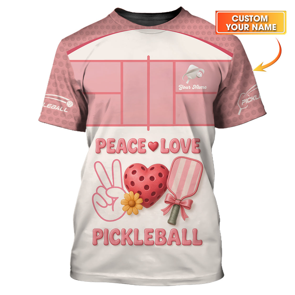 Peace Love Pickleball Polos, Personalized Name Funny Pickleball Shirt, Pickleball Outfit Women’s