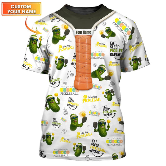 Eat Sleep Pickleball Repeat' - Let's Play Pickleball Custom Shirt Men's and Women - Outfit Pickleball Paddles Pickle Funny Design