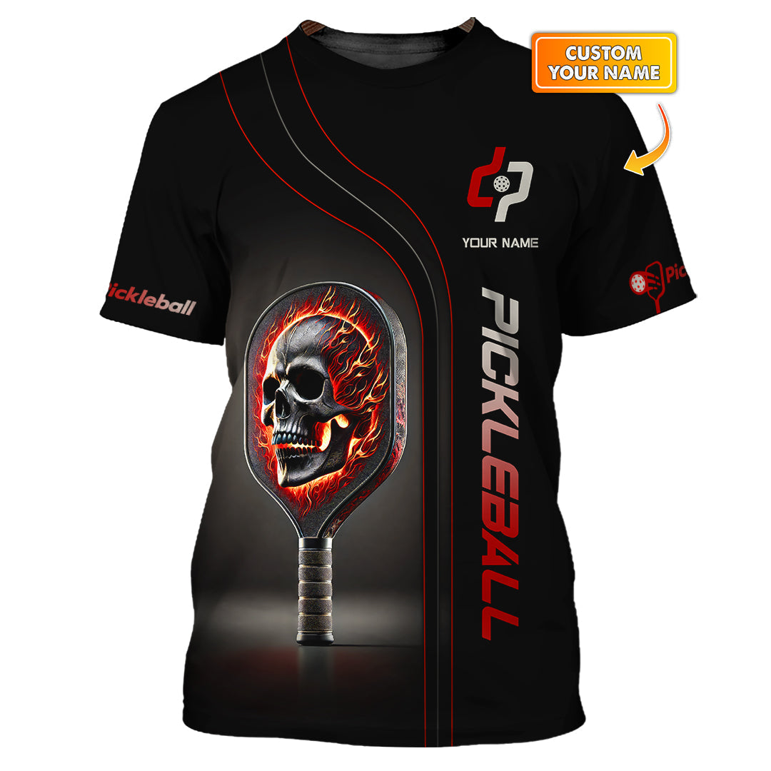 Skull Pickleball Paddle Design Custom T Shirts for Men, Pickle ball Gifts for Pickleball Players