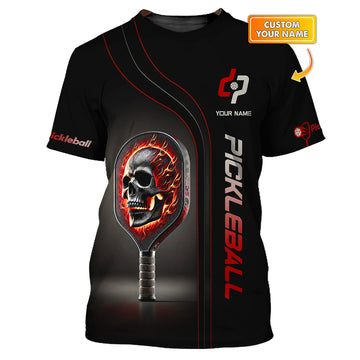 Skull Pickleball Paddle Design Custom T Shirts for Men, Pickle ball Gifts for Pickleball Players
