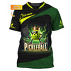 Custom Pickleball Shirt – Black Green Electric King Ball Design – Personalized Tee for Players & Champs