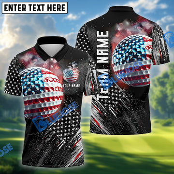 BlueJose Golf American Flag Ball Shirt Custom Name, Team Name 3D Shirts