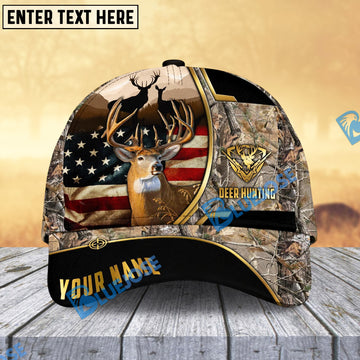 BlueJose Deer Hunting American Flag Version Golden Line Pattern Multicolor Personalized Cap