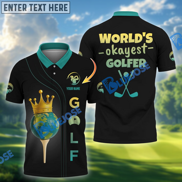 BlueJose World's Okayest Golfer Funny Golf Shirt, Custom Name & Team Name 3D Shirts