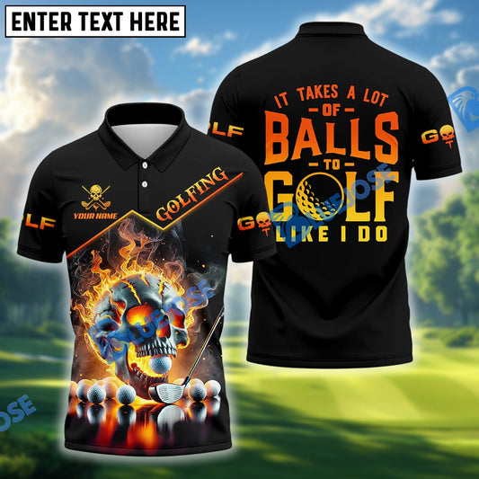 BlueJose Skull Ball Golf Shirt Customized Name, Team Name 3D Shirts (4 Colors)