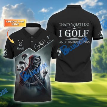 BlueJose Grim Reaper Design Golf Shirt, Custom Name & Team Name 3D Shirts