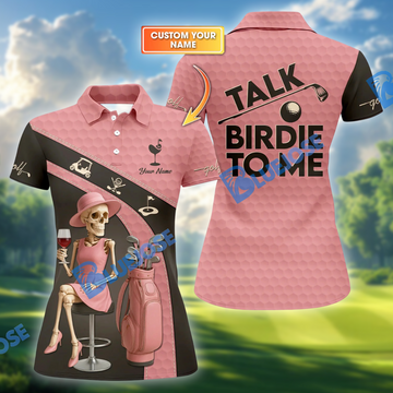BlueJose Talk Birdie To Me Pink Golf Shirt, Custom Name 3D Shirt