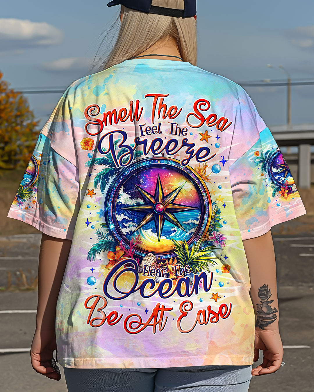SMELL THE SEA FEEL THE BREEZE COMPASS ALL OVER PRINT - TYTM0804252