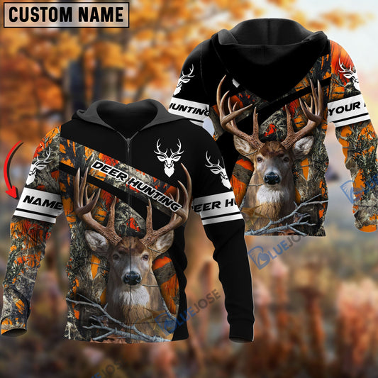 BlueJose Customized Name Deer Hunting Orange 3D Shirt