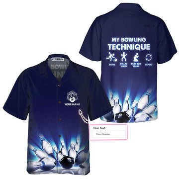 BlueJose My Bowling Technique Hawaiian Shirt Personalized Name Hawaiian Shirts