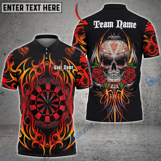 BlueJose Darts Fire Rose Personalized Name, Team Name 3D Shirt