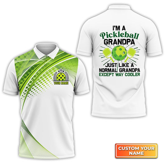 Pickleball Grandpa Like Normal Grandpa Personalized Name 3D Polo Shirt Gift For Pickleball Player