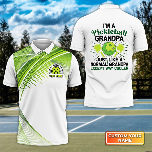 Pickleball Grandpa Like Normal Grandpa Personalized Name 3D Polo Shirt Gift For Pickleball Player