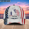 BlueJose Personalized Fish White USA Flag Cap