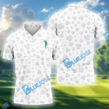 BlueJose Shamrock Golf Polo Shirt, Mens Golf Shirt, St Patrick's Day Golf Shirt, Gift For Golfer