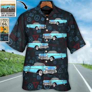 Route 66 Car Racing Car Lover Custom Photo - Hawaiian Shirt - Personalized Photo Gifts for Men (3)
