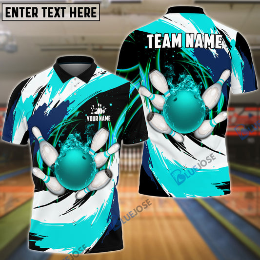 BlueJoses Bowling Color Wave Customized Name, Team Name 3D Shirt (4 Colors)