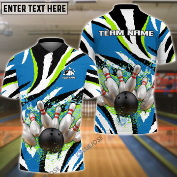 BlueJose Bowling and Pins Ink Color Customized Name, Team Name 3D Shirt