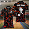 BlueJose Bowling and Pins Black Red Customized Name, Team Name 3D Shirt