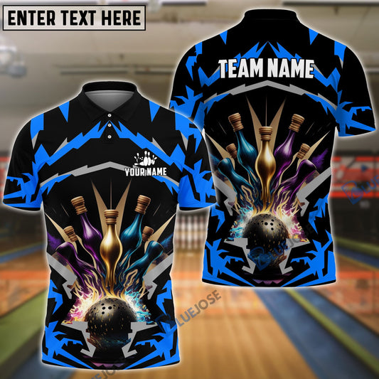 BlueJose Bowling Break Pins Pattern Customized Name 3D Shirt (4 Colors)