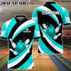BlueJose Bowling and Pins Wave Pattern Customized Name 3D Shirt (4 Colors)