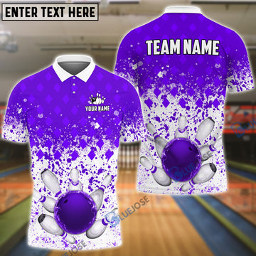BlueJose Bowling And Pins Ink Color Pattern Customized Name 3D Shirt (4 Colors)
