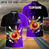 BlueJose Bowling And Pins Ink Break Pattern Customized Name, Team Name 3D Shirt (4 Colors)