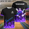 BlueJose Bowling And Pins Ink Fire Pattern Customized Name 3D Shirt (4 Colors)
