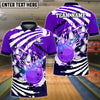BlueJose Bowling And Pins Skull Hand Pattern Customized Name 3D Shirt (4 Colors)