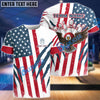 BlueJose US Flag Eagle Bowling and Pins Customized Name, Team Name 3D Shirt