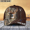 BlueJose Deer Hunting Premium Leather Pattern Personalized Name Cap (4 Colors)