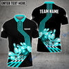 BlueJose Bowling Ball and Pins Break Personalized Name, Team Name 3D Shirt