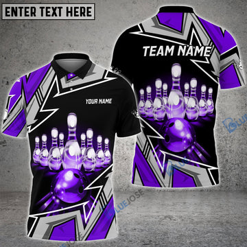 BlueJose Bowling And Pins Premium Super Customized Name 3D Shirt (4 Colors)