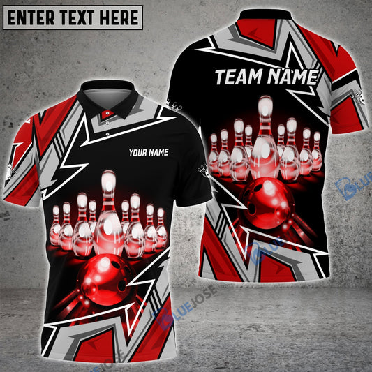 BlueJose Bowling And Pins Premium Super Customized Name 3D Shirt (4 Colors) Personalized Shirts For Bowling Players