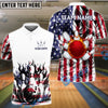 BlueJose Bowling and Pins Flag On Back Personalized Name 3D Shirt